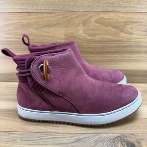 LL BEAN Mountainside Toggle Boots Womens 7 M Red Nubuck Casual Outdoor Comfort
